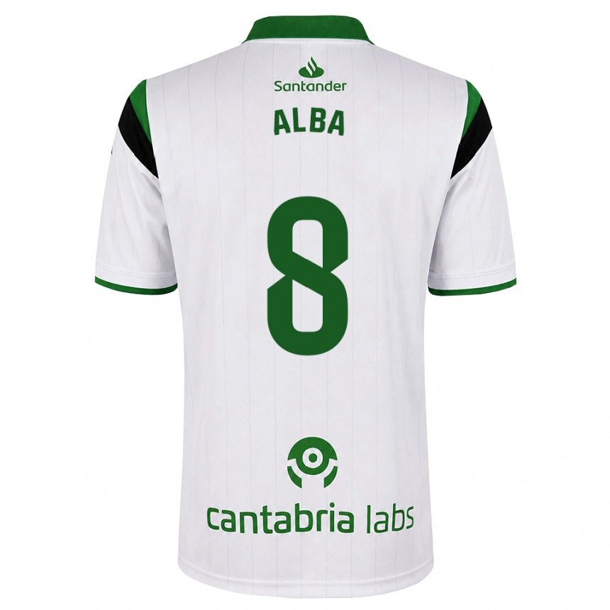 גברים כדורגל Alba Luzuriaga Albelda #8 לבן ירוק שחור ג'רזי ביתית 2026/27