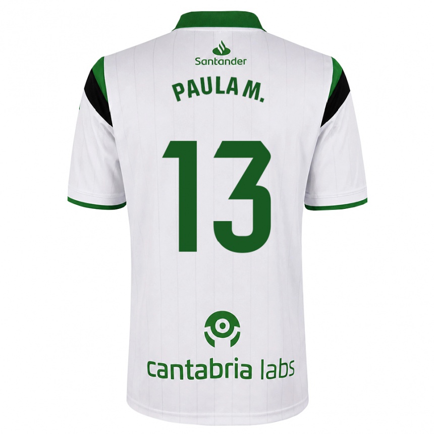 גברים כדורגל Paula Muñoz Álvarez #13 לבן ירוק שחור ג'רזי ביתית 2026/27 גברים כדורגל Paula Muñoz Álvarez #13 לבן ירוק שחור ג'רזי ביתית 2026/27