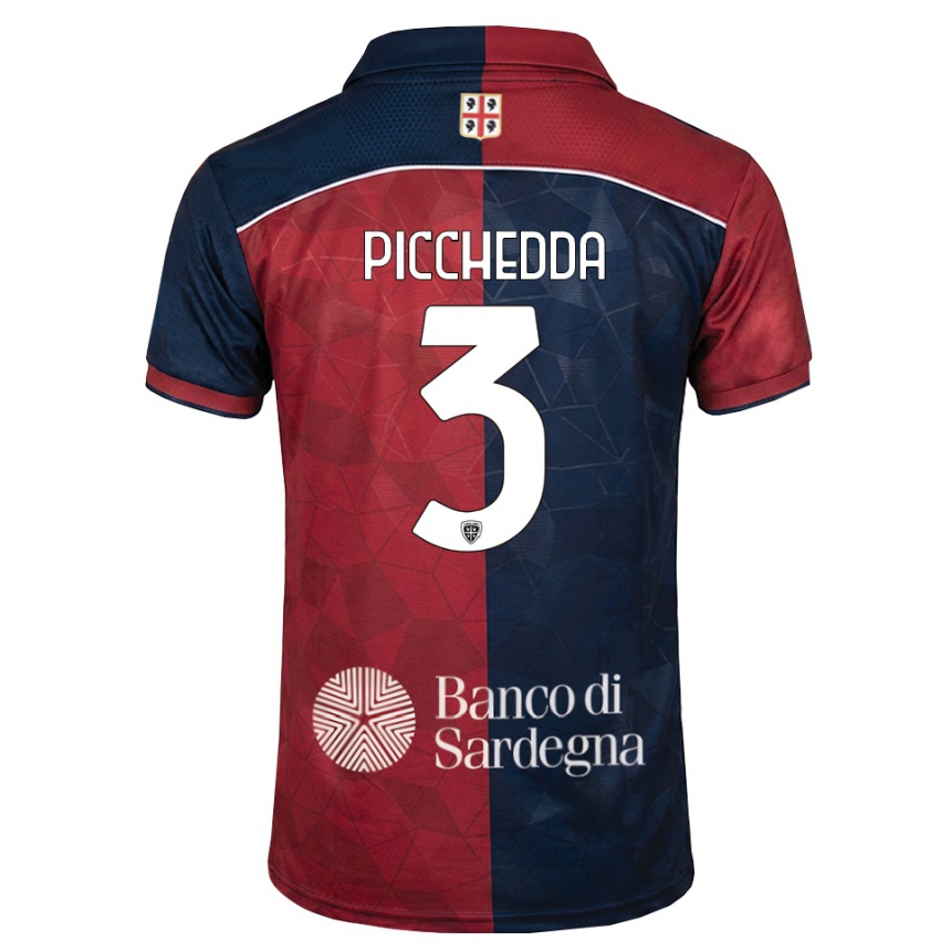 גברים כדורגל Marco Picchedda #3 בורדו כחול מלכותי ג'רזי ביתית 2026/27