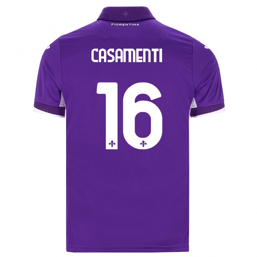 גברים כדורגל Mattia Casamenti #16 סגול לבן ורוד ג'רזי ביתית 2026/27