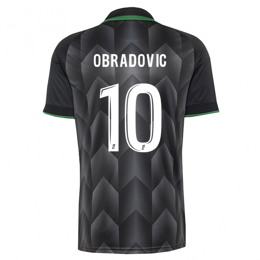 גברים כדורגל Ognjen Obradovic #10 לבן שחור ירוק הרחק ג'רזי 2026/27 גברים כדורגל Ognjen Obradovic #10 לבן שחור ירוק הרחק ג'רזי 2026/27