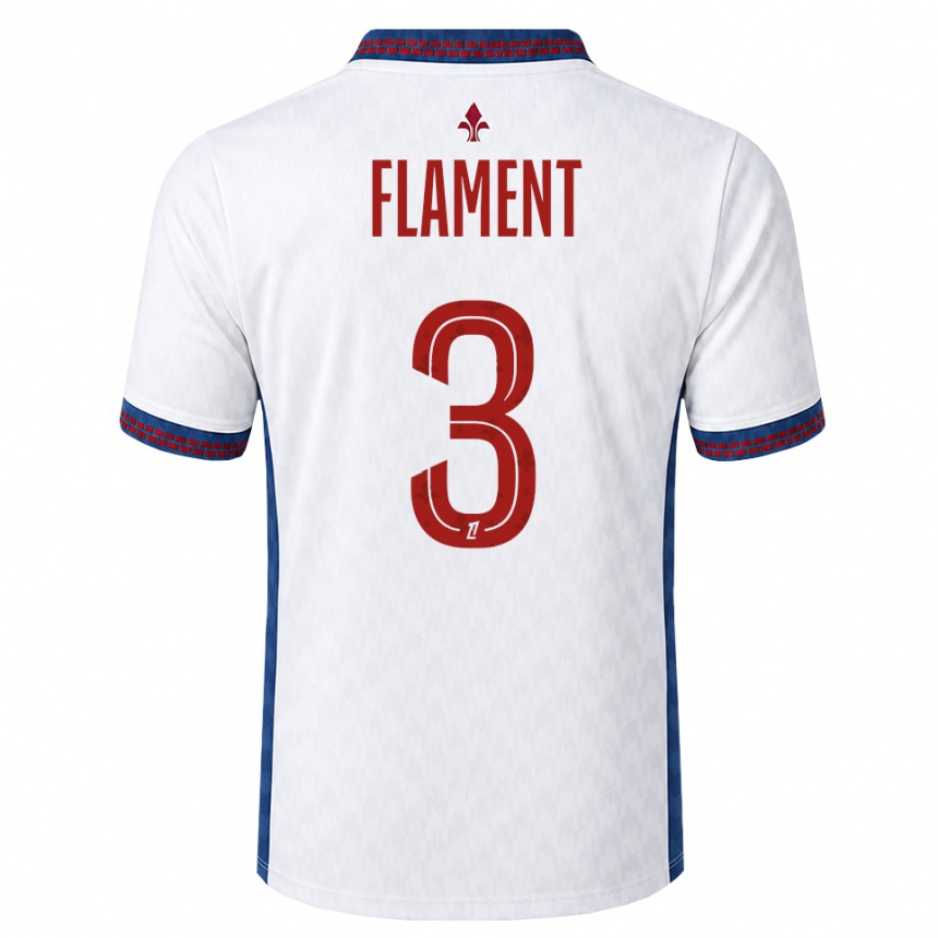 גברים כדורגל Corentin Flament #3 אדום לבן כחול הרחק ג'רזי 2026/27