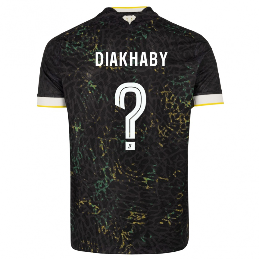 גברים כדורגל Lamine Diakhaby #0 שחור לבן צהוב הרחק ג'רזי 2026/27