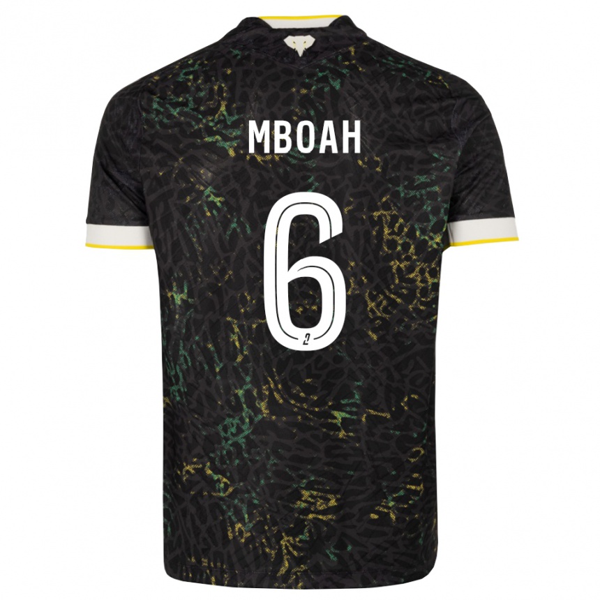 גברים כדורגל Yanis Mboah #6 שחור לבן צהוב הרחק ג'רזי 2026/27