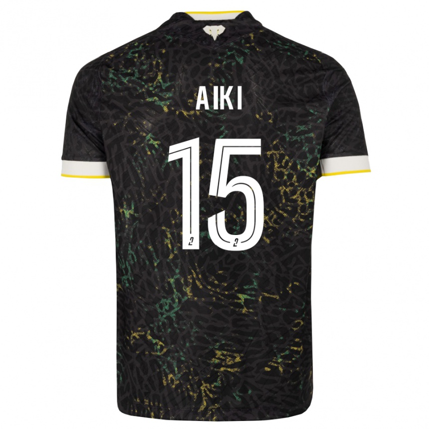 גברים כדורגל Amed Aiki #15 שחור לבן צהוב הרחק ג'רזי 2026/27