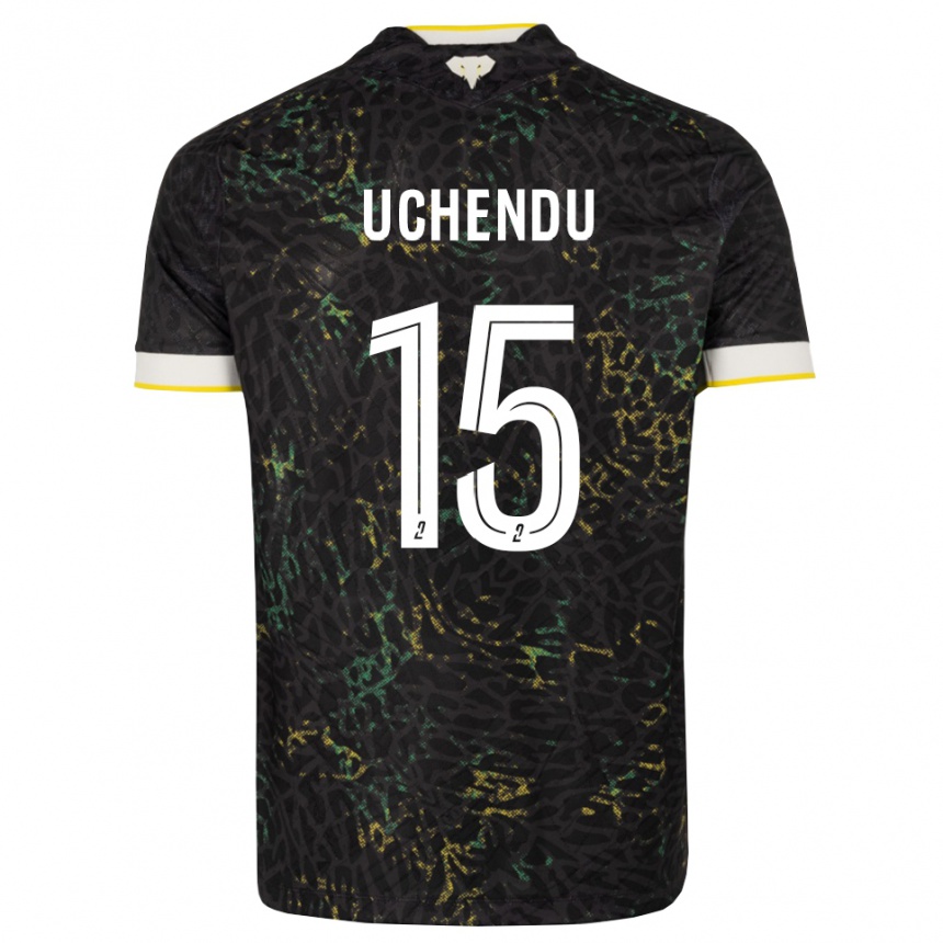 גברים כדורגל Chinaza Uchendu #15 שחור לבן צהוב הרחק ג'רזי 2026/27 גברים כדורגל Chinaza Uchendu #15 שחור לבן צהוב הרחק ג'רזי 2026/27