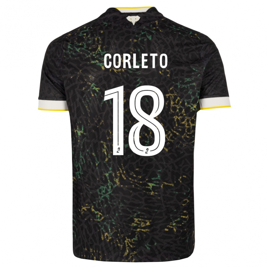 גברים כדורגל Naël Corleto #18 שחור לבן צהוב הרחק ג'רזי 2026/27