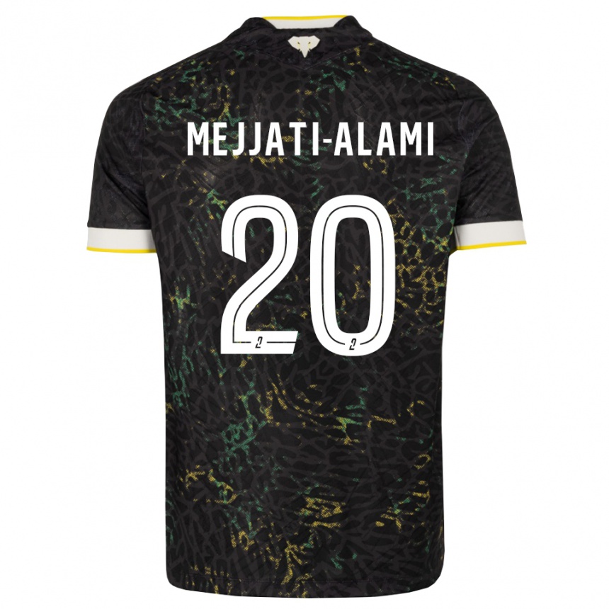 גברים כדורגל Maxime Mejjati-Alami #20 שחור לבן צהוב הרחק ג'רזי 2026/27