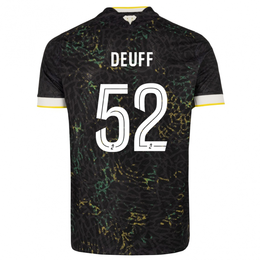 גברים כדורגל Bahmed Deuff #52 שחור לבן צהוב הרחק ג'רזי 2026/27