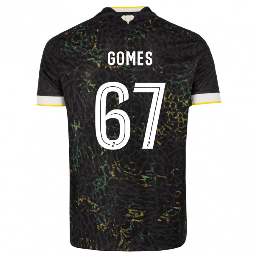 גברים כדורגל Malang Gomes #67 שחור לבן צהוב הרחק ג'רזי 2026/27