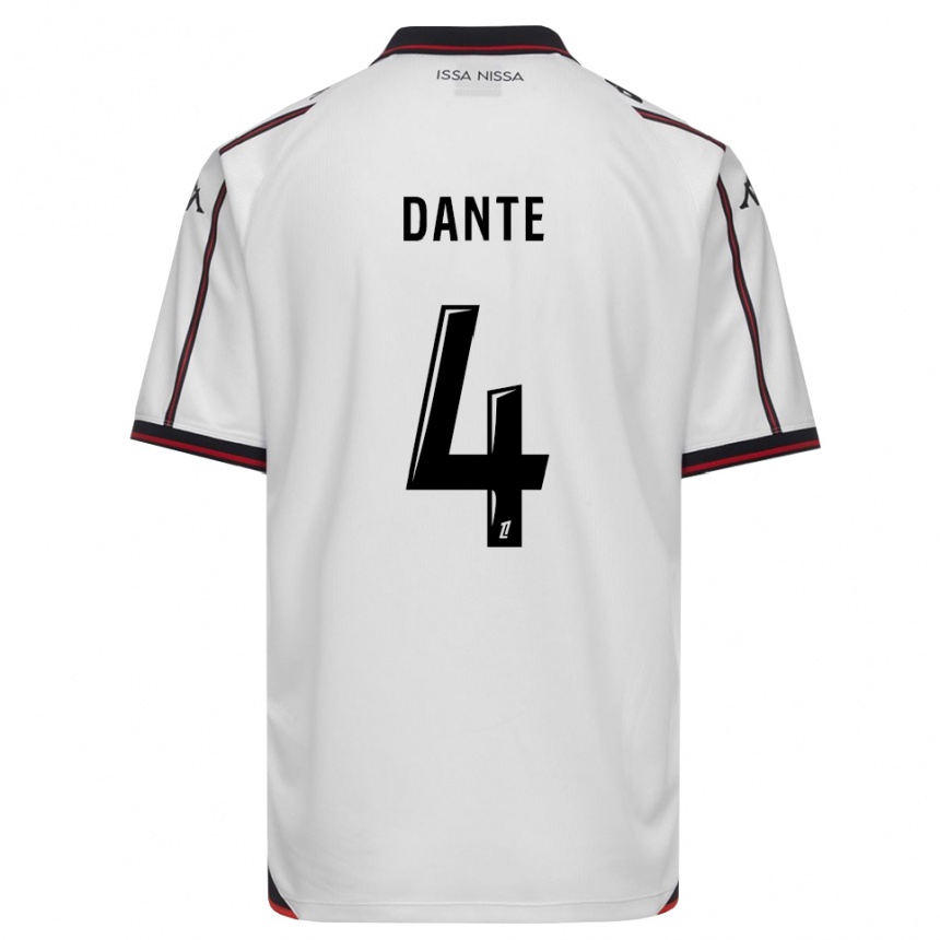 גברים כדורגל Dante #4 שחור לבן הרחק ג'רזי 2026/27