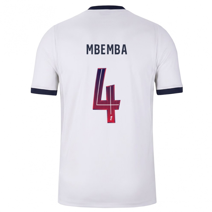 גברים כדורגל Stanislas Mbemba #4 לבן שחור אדום הרחק ג'רזי 2026/27