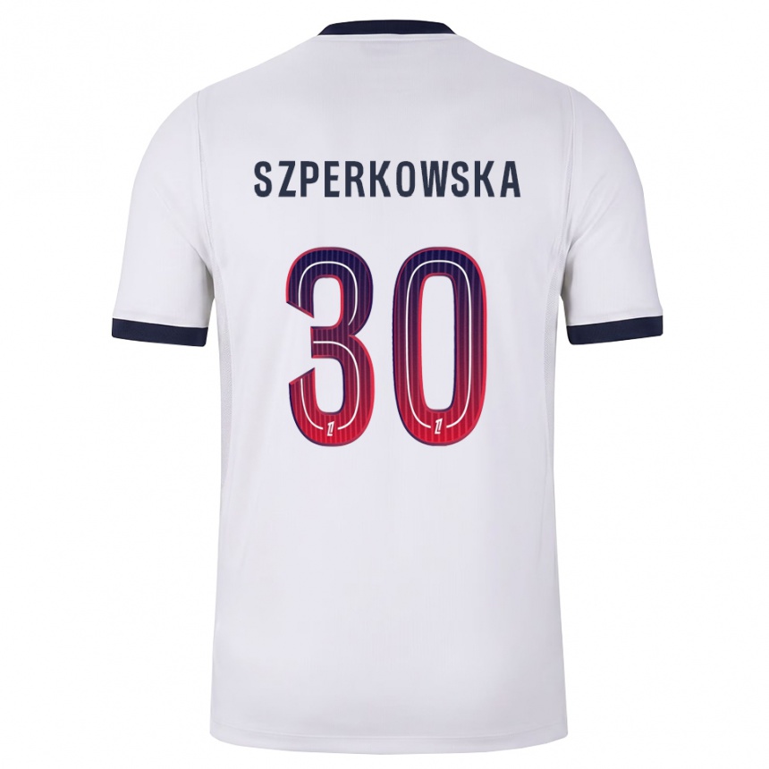גברים כדורגל Oliwia Szperkowska #30 לבן שחור אדום הרחק ג'רזי 2026/27