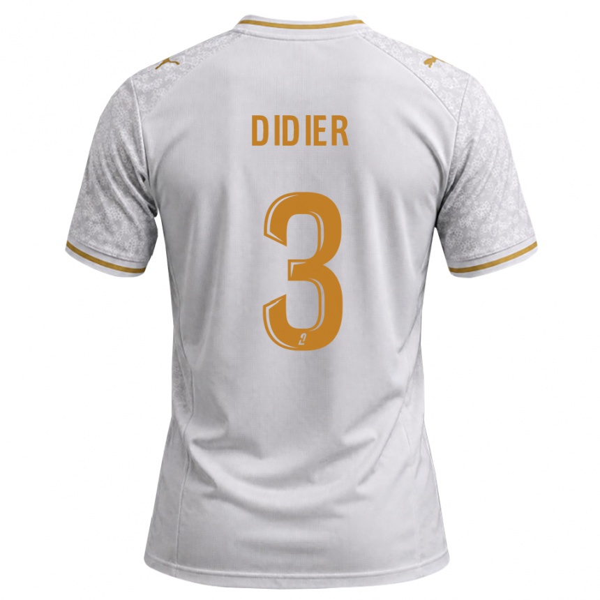 גברים כדורגל Haïlé Didier #3 לבן אפור זהב הרחק ג'רזי 2026/27