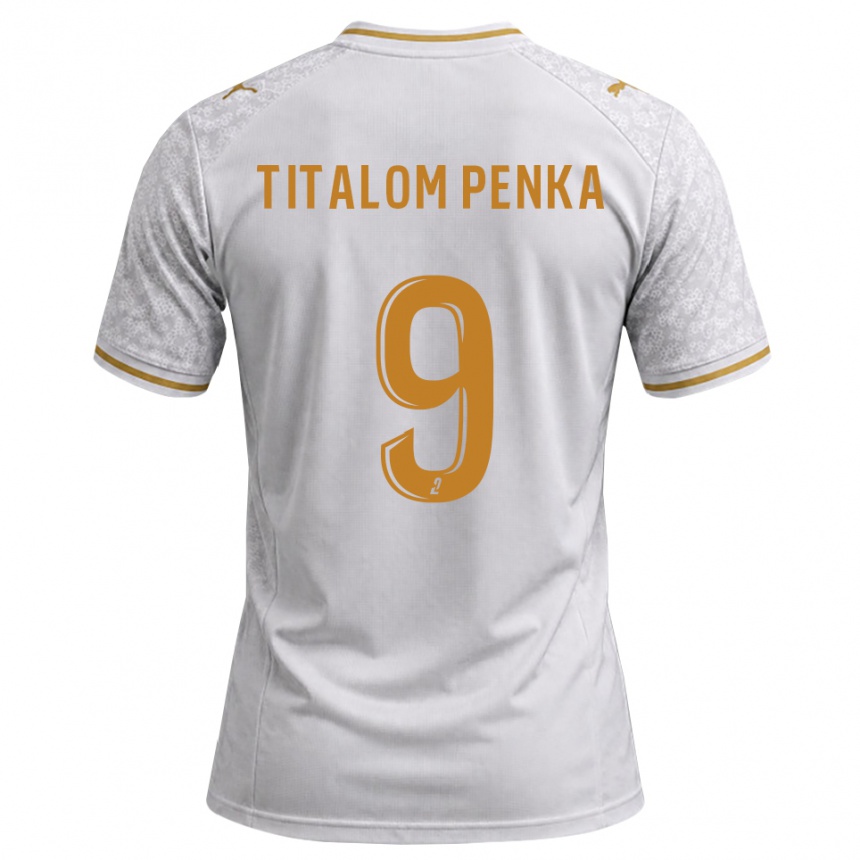גברים כדורגל Mathéo Titalom Penka #9 לבן אפור זהב הרחק ג'רזי 2026/27