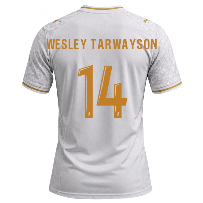 גברים כדורגל James Wesley Tarwayson #14 לבן אפור זהב הרחק ג'רזי 2026/27