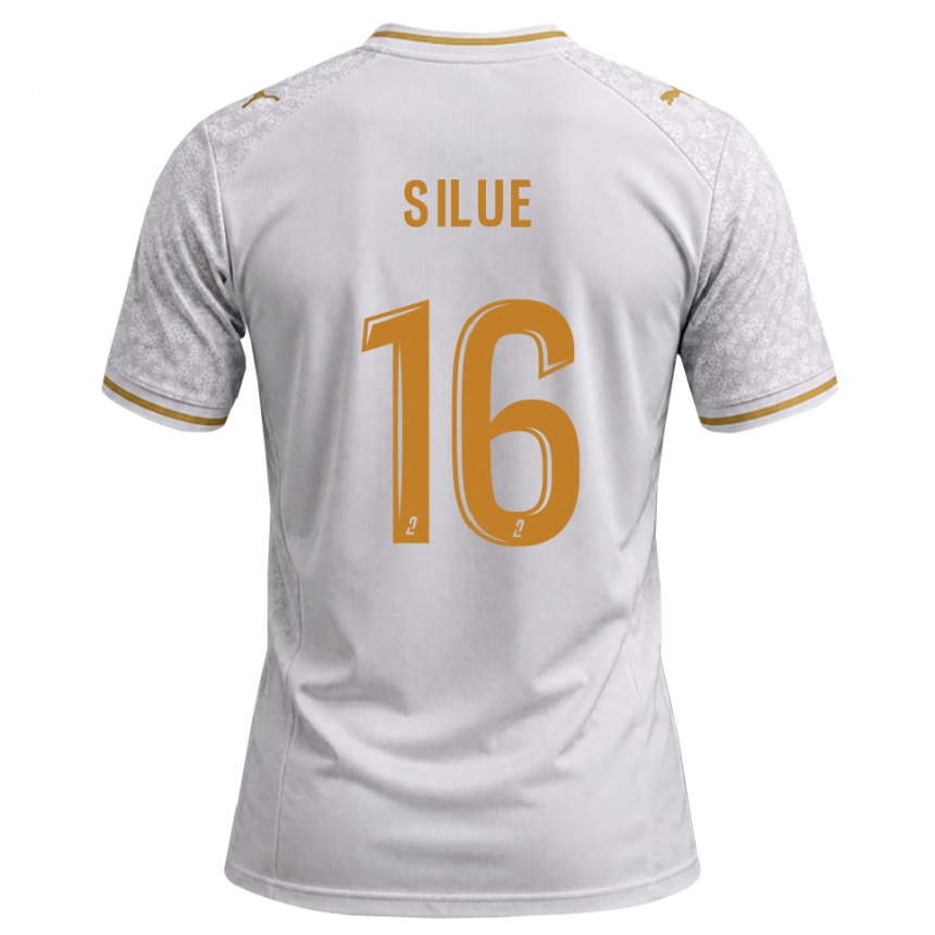 גברים כדורגל Ange Silue #16 לבן אפור זהב הרחק ג'רזי 2026/27 גברים כדורגל Ange Silue #16 לבן אפור זהב הרחק ג'רזי 2026/27
