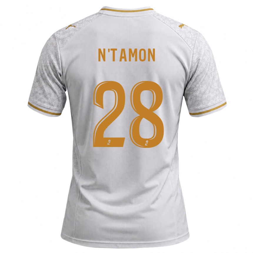 גברים כדורגל Elie N'tamon #28 לבן אפור זהב הרחק ג'רזי 2026/27