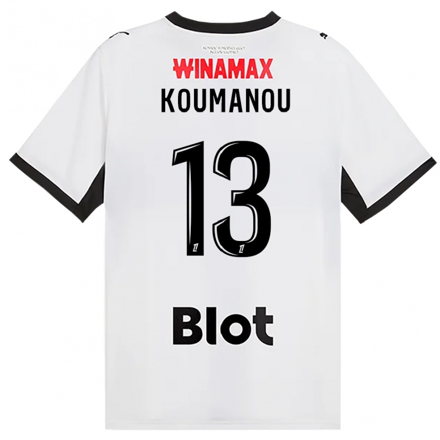 גברים כדורגל Noa Koumanou #13 לבן אדום שחור הרחק ג'רזי 2026/27