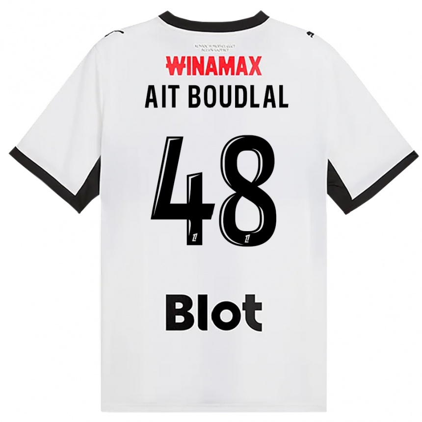 גברים כדורגל Abdelhamid Ait Boudlal #48 לבן אדום שחור הרחק ג'רזי 2026/27