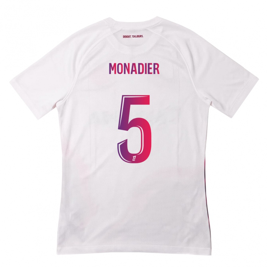 גברים כדורגל Pauline Monadier #5 לבן ורוד סגול הרחק ג'רזי 2026/27