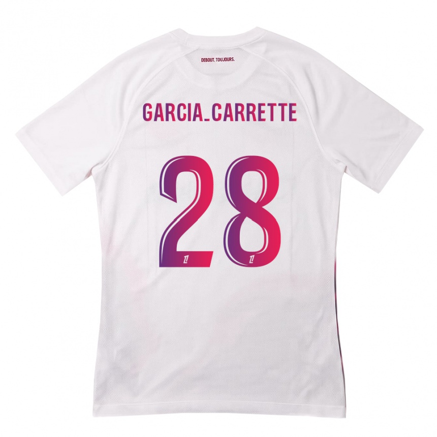 גברים כדורגל Hortense Garcia-Carrette #28 לבן ורוד סגול הרחק ג'רזי 2026/27