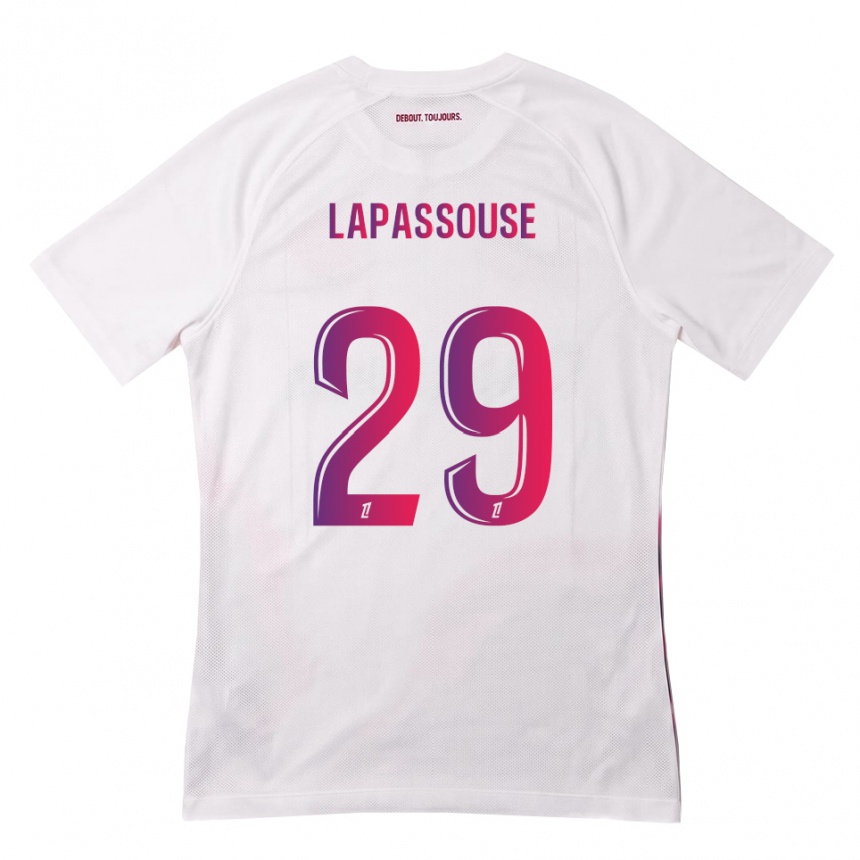 גברים כדורגל Louna Lapassouse #29 לבן ורוד סגול הרחק ג'רזי 2026/27