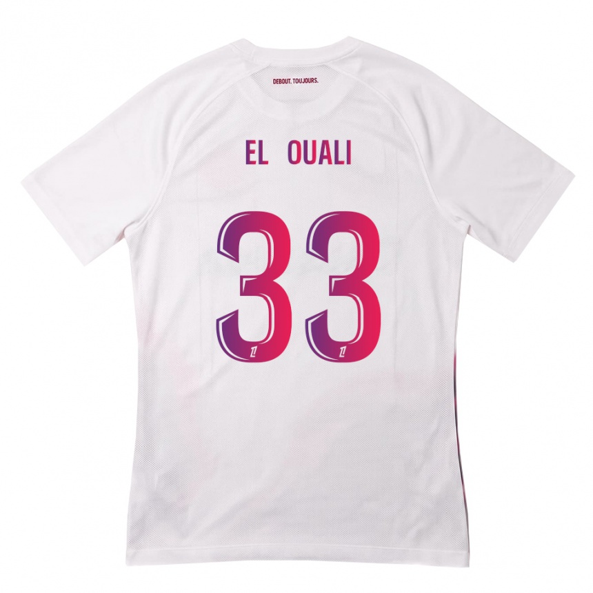 גברים כדורגל Adam El Ouali #33 לבן ורוד סגול הרחק ג'רזי 2026/27