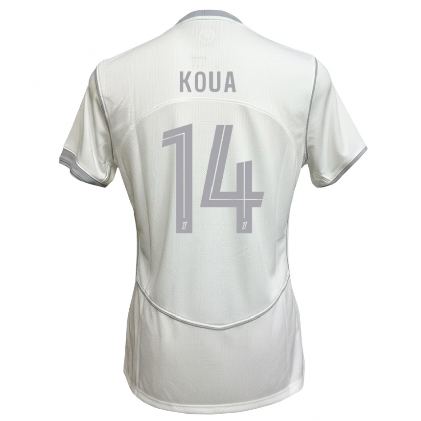 גברים כדורגל Moran Koua #14 לבן אפור הרחק ג'רזי 2026/27