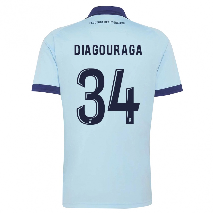 גברים כדורגל Djibril Diagouraga #34 כחול תירס שחור הרחק ג'רזי 2026/27