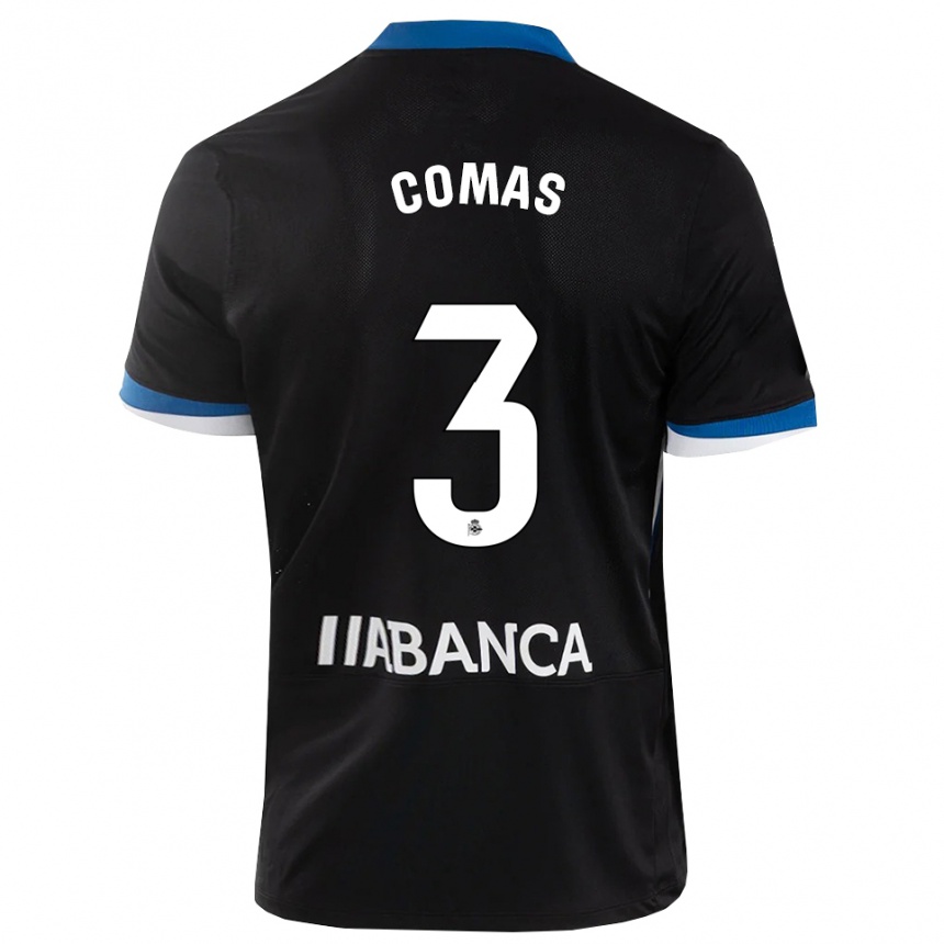 גברים כדורגל Arnau Comas Freixas #3 שחור כחול לבן הרחק ג'רזי 2026/27