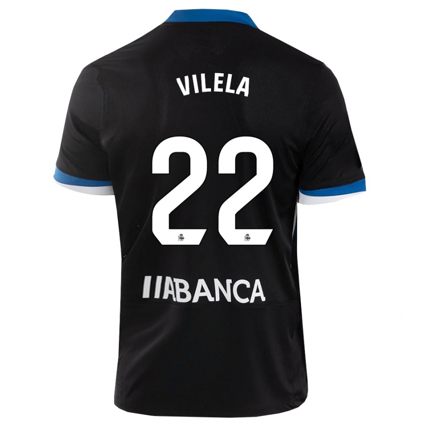 גברים כדורגל Rubén Vilela #22 שחור כחול לבן הרחק ג'רזי 2026/27