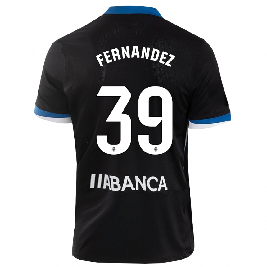 גברים כדורגל David Fernández #39 שחור כחול לבן הרחק ג'רזי 2026/27