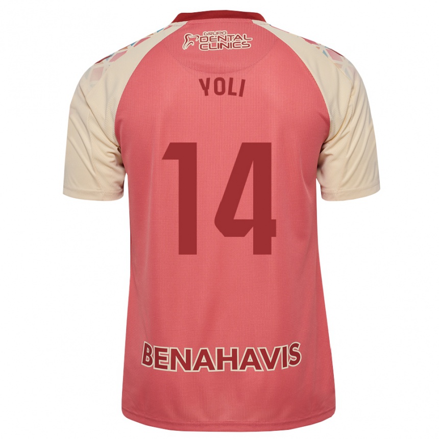 גברים כדורגל Yolanda Peche Jaaskelainen #14 ורוד בהיר אדום כחול הרחק ג'רזי 2026/27