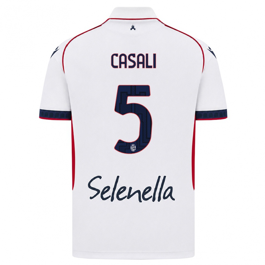 גברים כדורגל Giacomo Casali #5 לבן אדום כחול מלכותי הרחק ג'רזי 2026/27
