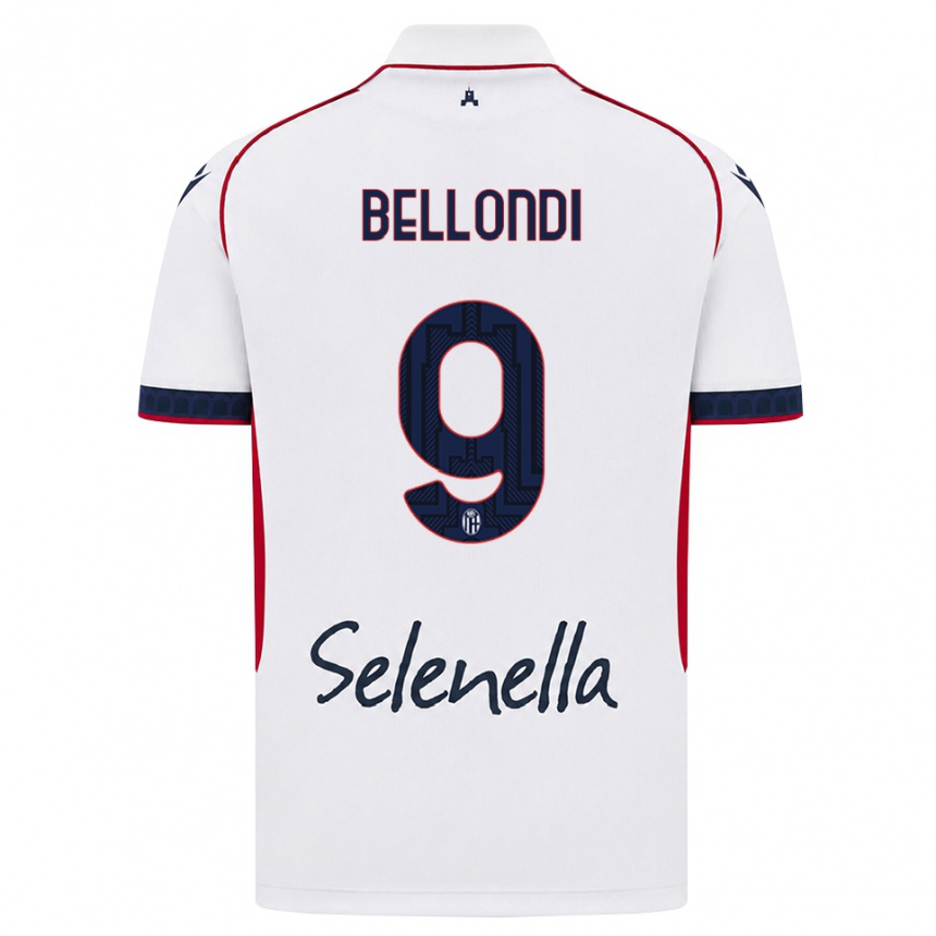גברים כדורגל Nicolò Bellondi #9 לבן אדום כחול מלכותי הרחק ג'רזי 2026/27