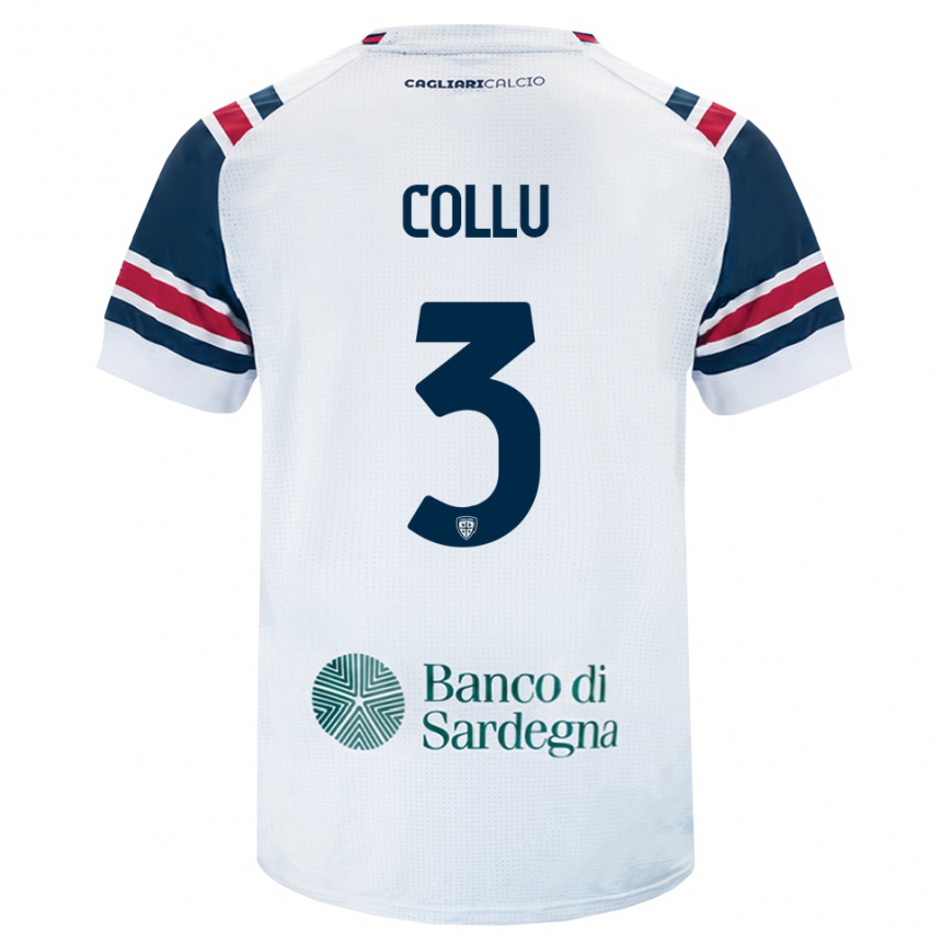 גברים כדורגל Davide Collu #3 לבן אדום ירוק הרחק ג'רזי 2026/27