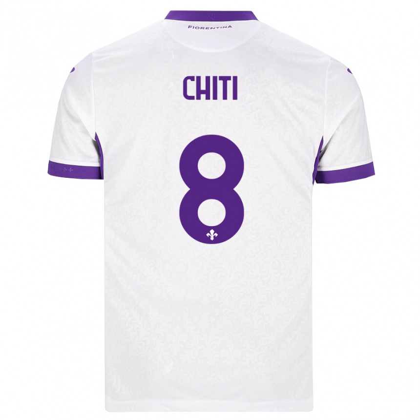 גברים כדורגל Alessio Chiti #8 לבן סגול הרחק ג'רזי 2026/27