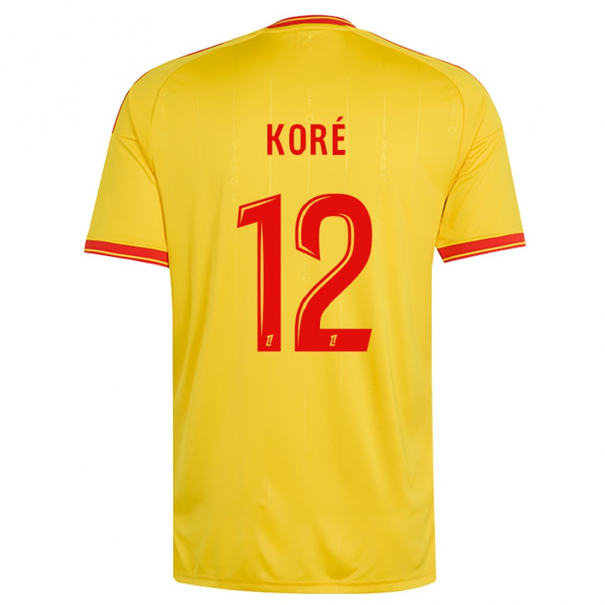 נשים כדורגל Mathis Koré #12 זהב כתום אדום ג'רזי ביתית 2026/27 נשים כדורגל Mathis Koré #12 זהב כתום אדום ג'רזי ביתית 2026/27