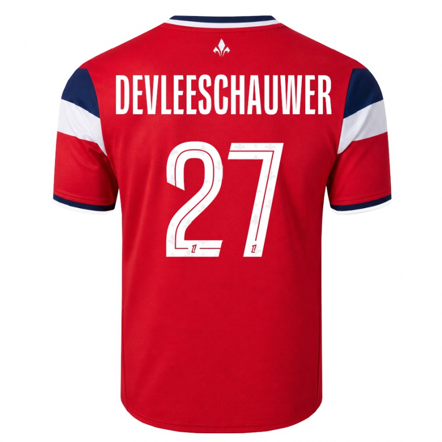 נשים כדורגל Gwenaëlle Devleeschauwer #27 אדום לבן כחול מלכותי ג'רזי ביתית 2026/27