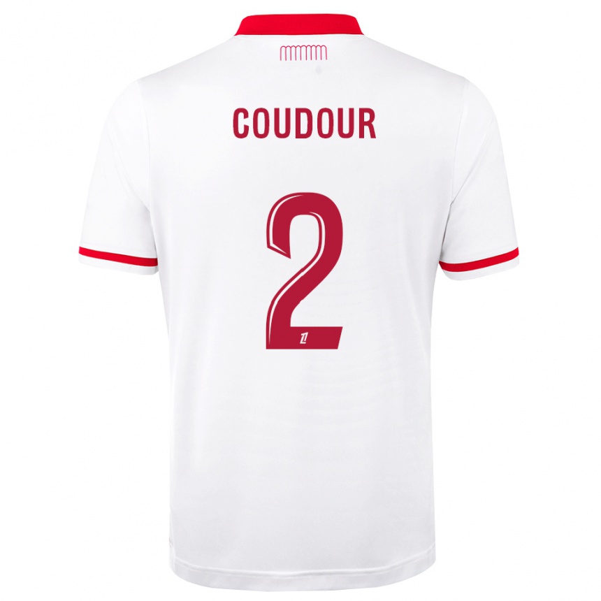 נשים כדורגל Mathis Coudour #2 אדום לבן ג'רזי ביתית 2026/27