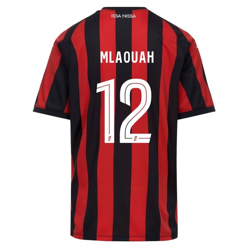 נשים כדורגל Sofiane Mlaouah #12 אדום שחור לבן ג'רזי ביתית 2026/27