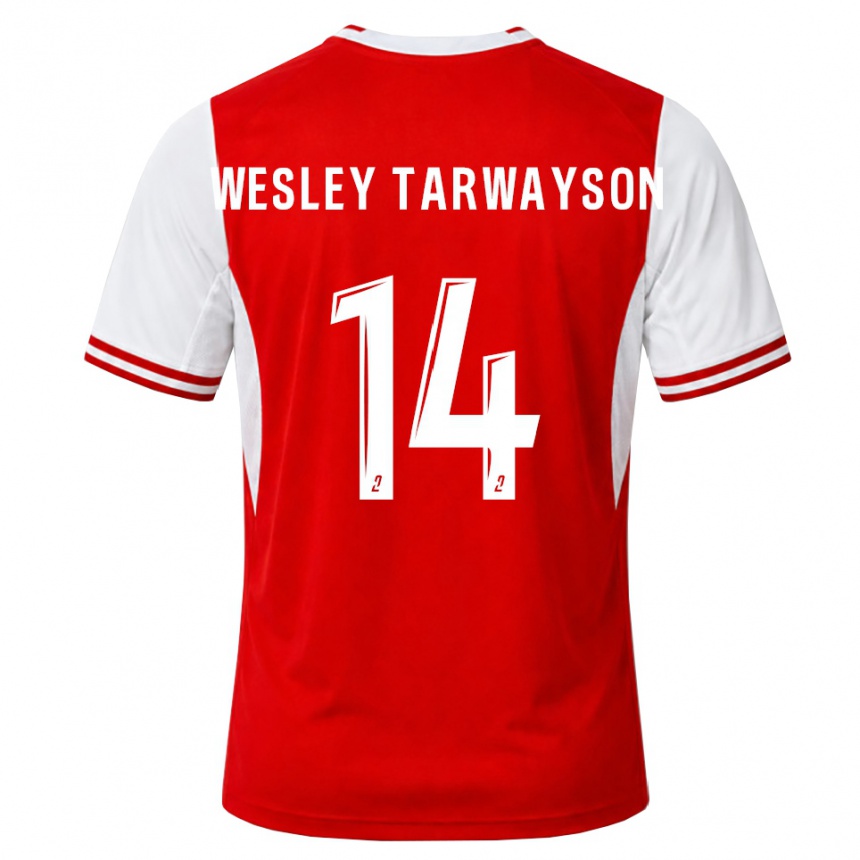 נשים כדורגל James Wesley Tarwayson #14 אדום לבן ג'רזי ביתית 2026/27