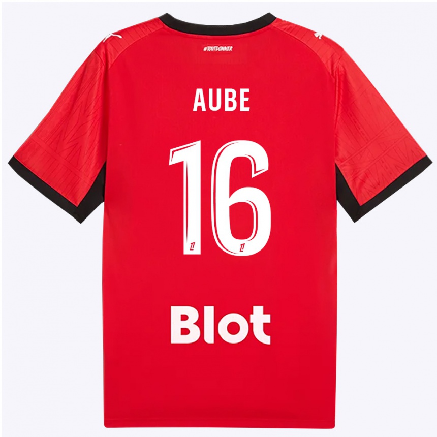 נשים כדורגל Yanis Aube #16 אדום שחור לבן ג'רזי ביתית 2026/27