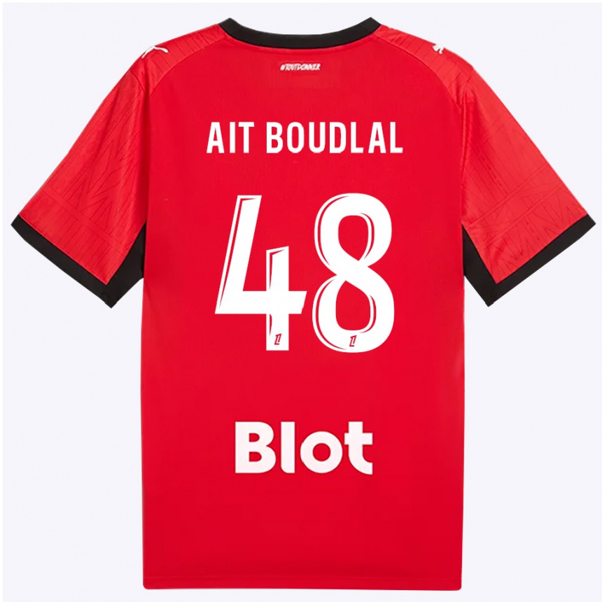נשים כדורגל Abdelhamid Ait Boudlal #48 אדום שחור לבן ג'רזי ביתית 2026/27