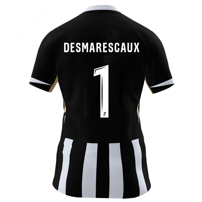 נשים כדורגל Émile Desmarescaux #1 שחור כחול ג'רזי ביתית 2026/27