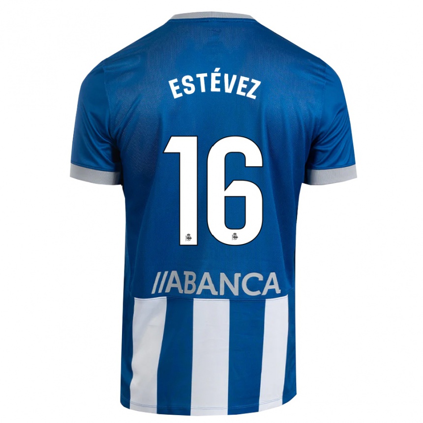 נשים כדורגל Dani Estévez #16 כחול אפור לבן ג'רזי ביתית 2026/27
