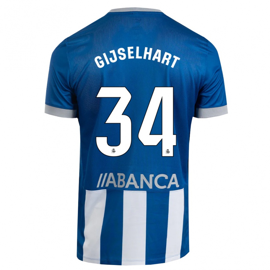 נשים כדורגל Teun Gijselhart #34 כחול אפור לבן ג'רזי ביתית 2026/27