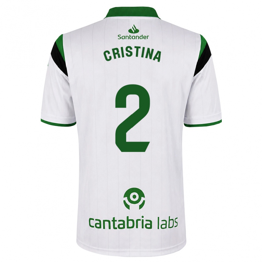 נשים כדורגל Cristina Muñoz García #2 לבן ירוק שחור ג'רזי ביתית 2026/27 נשים כדורגל Cristina Muñoz García #2 לבן ירוק שחור ג'רזי ביתית 2026/27