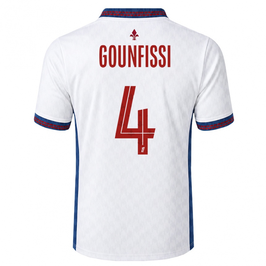 נשים כדורגל Mouad Gounfissi #4 אדום לבן כחול הרחק ג'רזי 2026/27